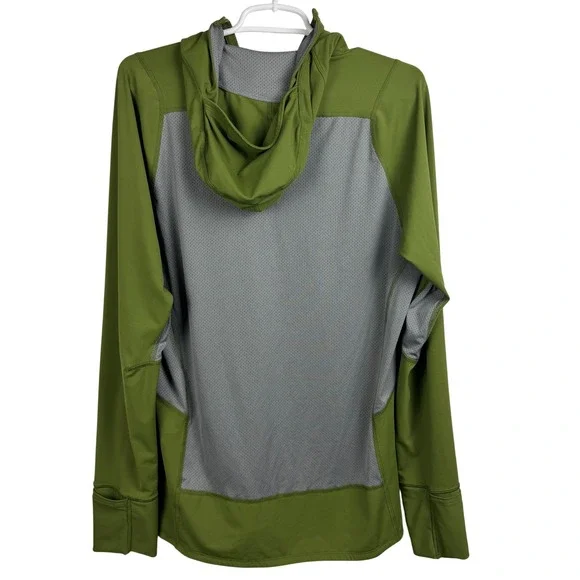 Patagonia Men's Long Sleeve Half Zip Hoodie Olive Green Running Top - Medium - Picture 4 of 8